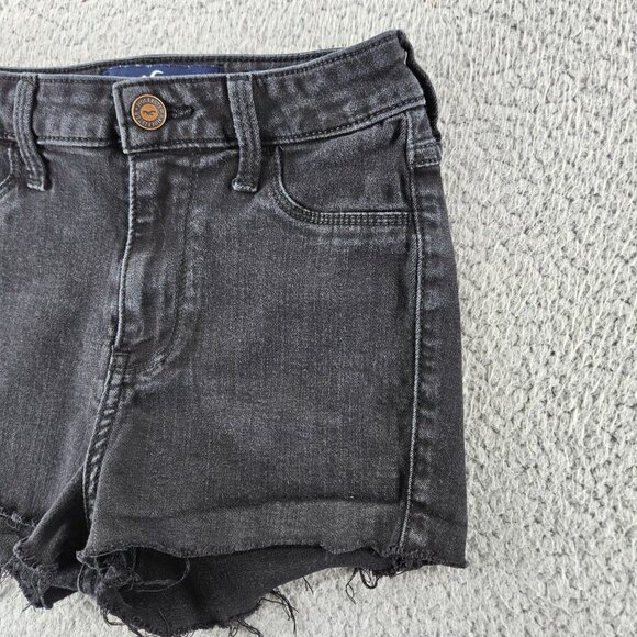 Hollister Shorts Womens 24 Black Curvy High-Rise Jean Distressed Raw Hem‎ Denim - Picture 3 of 16